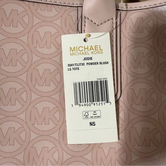 Michael Kors Jodie Large Logo Jacquard Powder Pink Blush Tote Bag NWT - Picture 4 of 8
